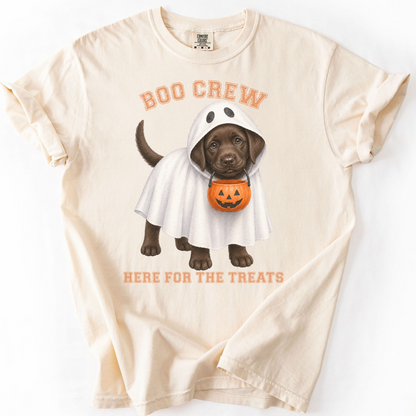 Chocolate Lab Boo Crew Halloween Shirt, Here for the Treats Dog Mom Tee