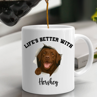 Load image into Gallery viewer, Personalized Chocolate Lab Life’s Better With My Dog Mug
