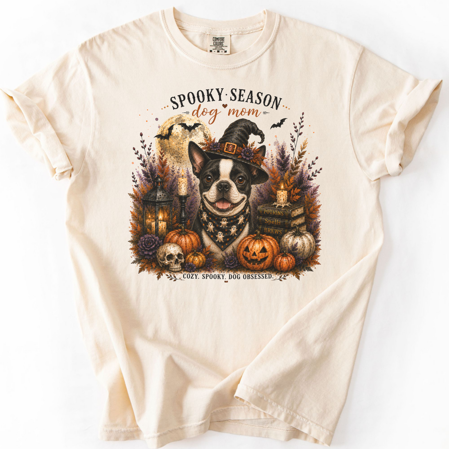 Boston Terrier Spooky Season Dog Mom Halloween Shirt