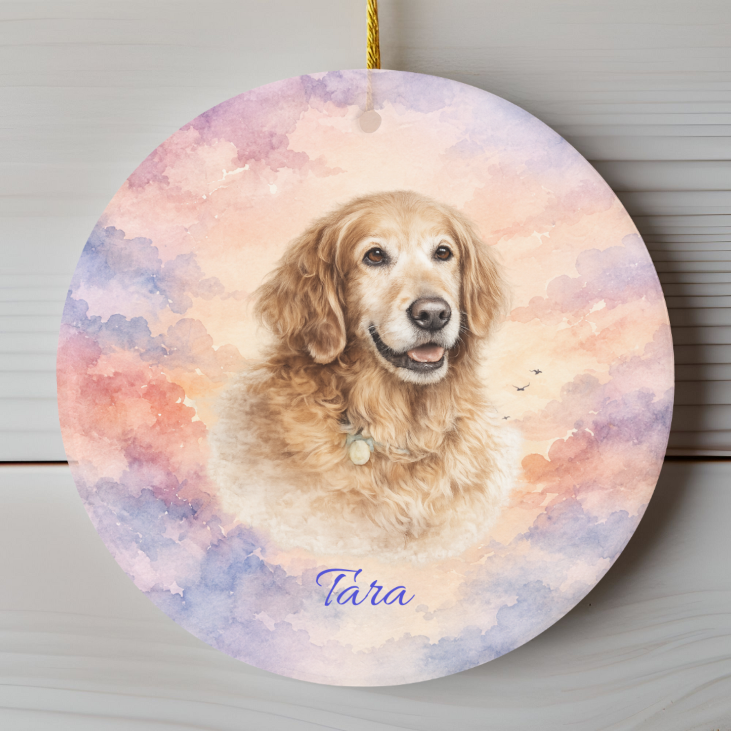 Personalized Pet Memorial Ornament, Custom Paw Prints Dog Photo Rainbow Bridge Keepsake