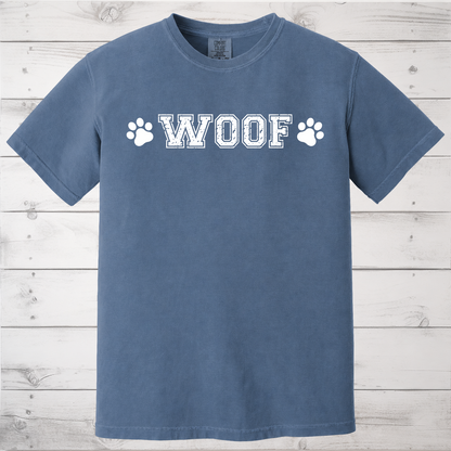WOOF Paw Print T-Shirt, Minimalist Dog Lover Tee