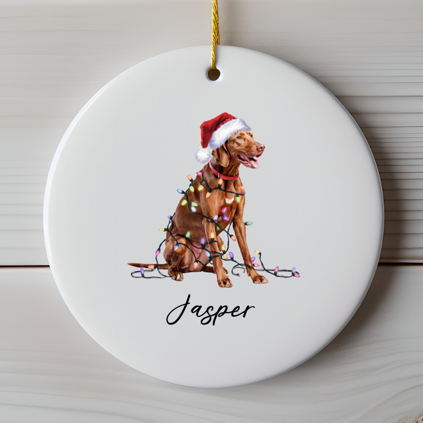 Personalized Vizsla Ornament, Christmas Dog Ornament
