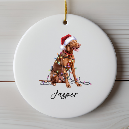 Personalized Vizsla Ornament, Christmas Dog Ornament