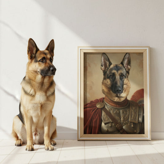 Custom Pet Roman Warrior Portrait – Personalized Dog or Cat Canvas