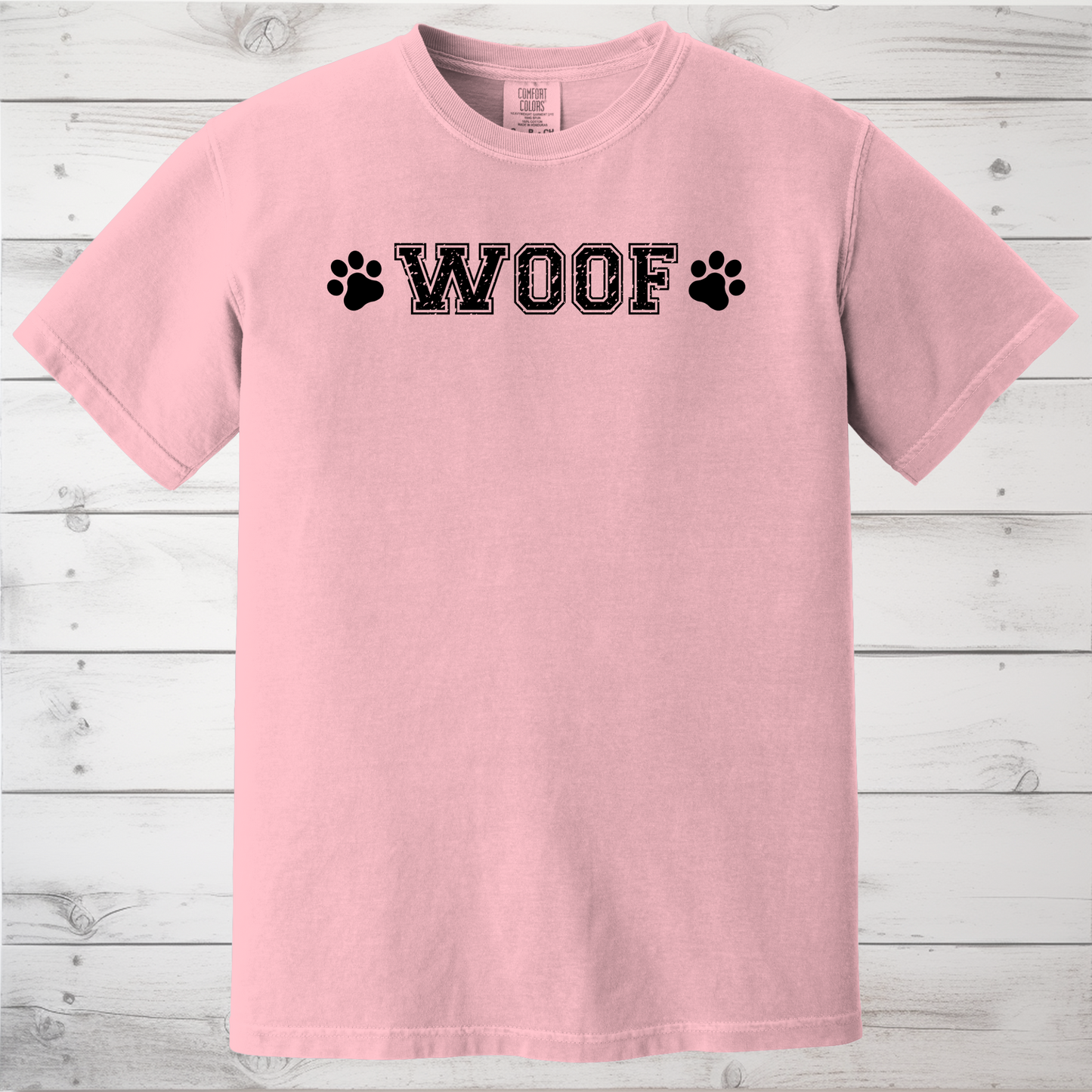 WOOF Paw Print T-Shirt, Minimalist Dog Lover Tee