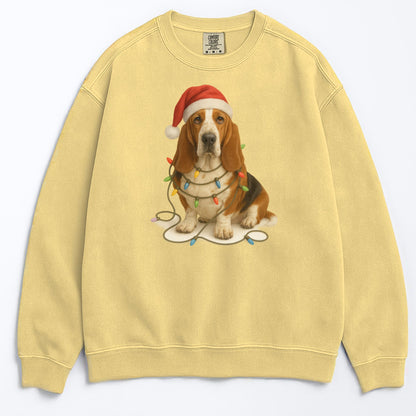 Christmas Dog Sweatshirt, Holiday Basset Hound Gift, Festive Pet Lover Sweater, Unisex Cozy Winter Apparel, Cute Dog Design