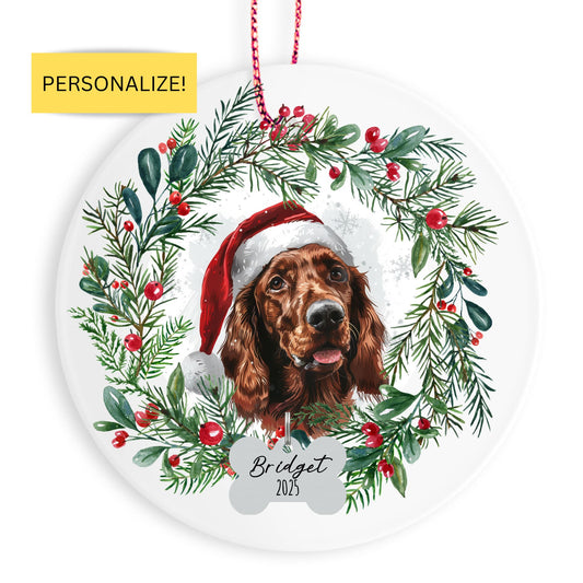 Personalized Irish Setter Christmas Ornament