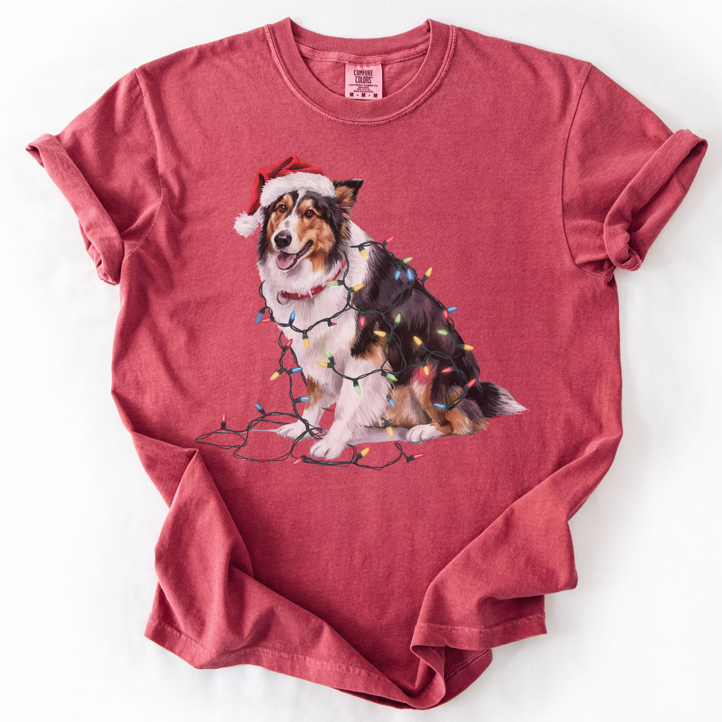 Christmas Collie Shirt, Christmas Lights Dog Shirt, Christmas Dog, Collie Mom Shirt, Gift for Dog Lover, Collie
