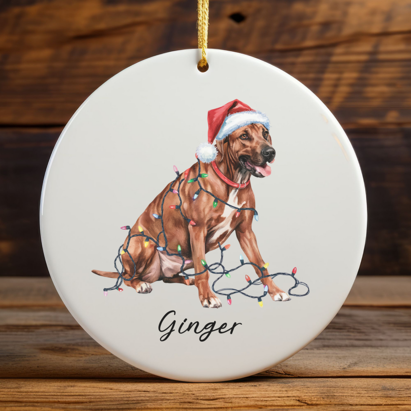 Rhodesian Ridgeback Ornament, Custom Dog Lover Holiday Gift