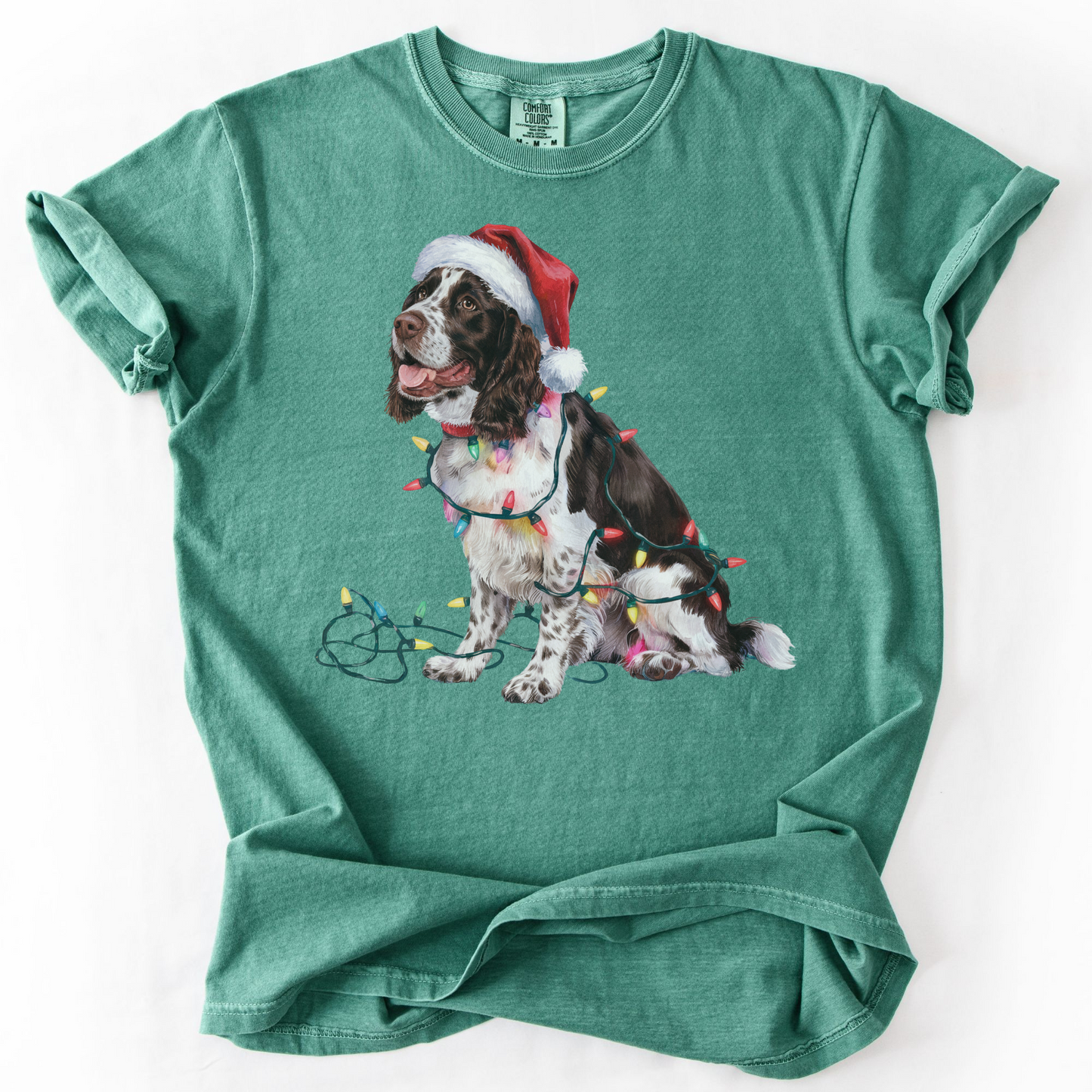 Christmas Springer Spaniel Shirt, Christmas Lights Dog Shirt, Christmas Dog, Springer Spaniel Mom, Gift for Dog Lover, Springer Spaniel
