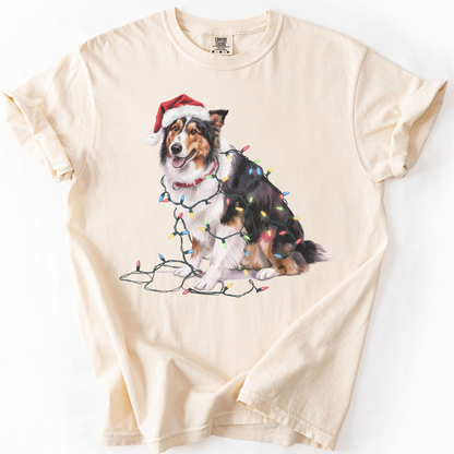 Christmas Collie Shirt, Christmas Lights Dog Shirt, Christmas Dog, Collie Mom Shirt, Gift for Dog Lover, Collie