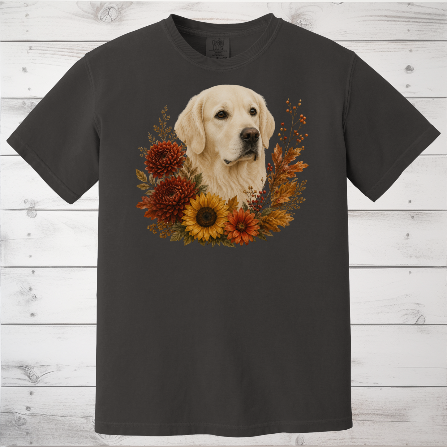 English Cream Golden Retriever Autumn Floral Shirt