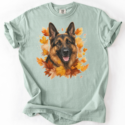German Shepherd Fall Shirt, Autumn Dog Mom Comfort Colors Tee