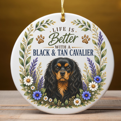 Black and Tan Cavalier Ornament, Cavalier King Charles Spaniel Gift, Dog Lover Keepsake