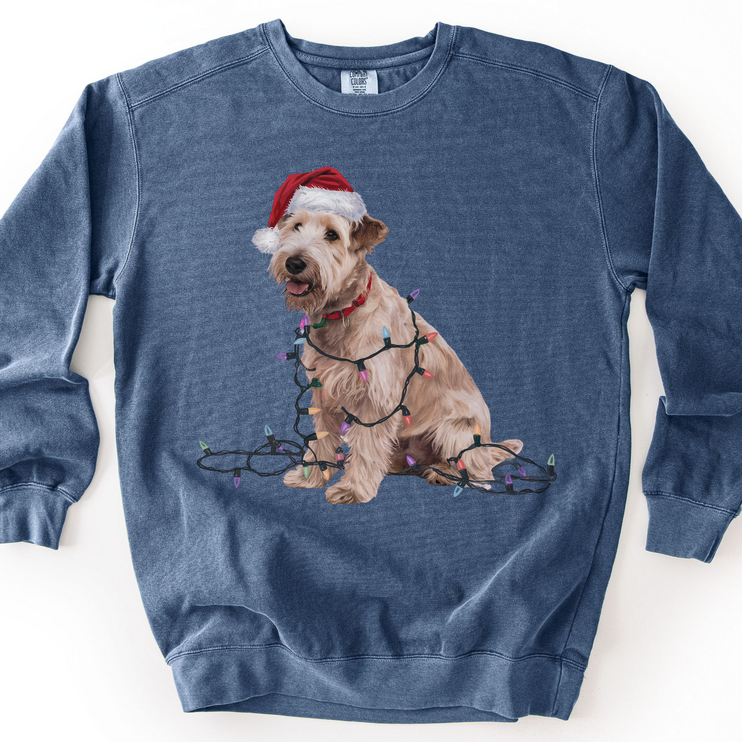 Soft Coated Wheaten Terrier Christmas Lights Sweatshirt, Festive Dog Mom Apparel