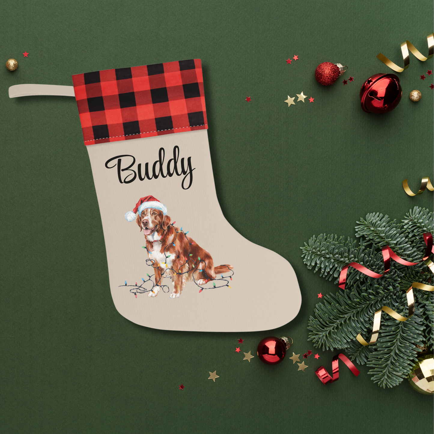 Personalized Nova Scotia Duck Tolling Retriever Christmas Stocking, Holiday Decor Gift for Pet Lovers
