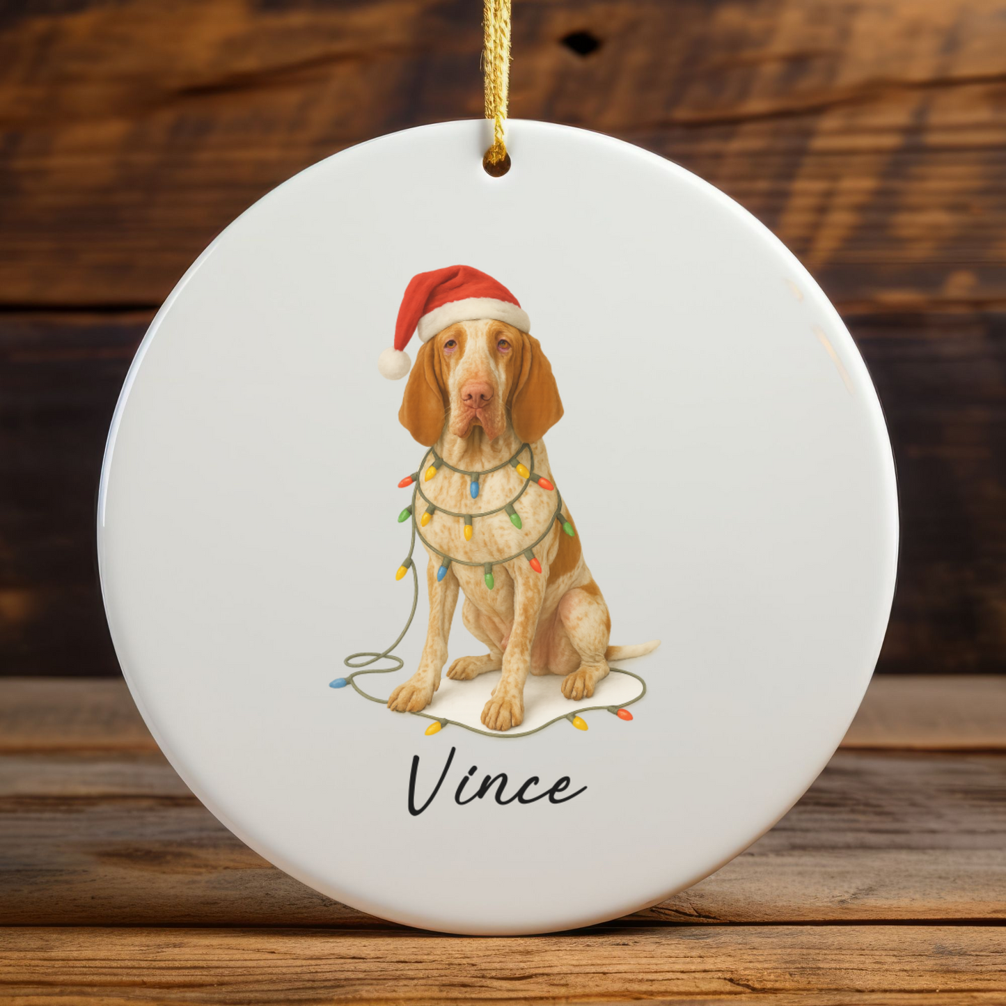 Personalized Bracco Italiano Ornament, Dog Lover Christmas Tree Decoration, Ceramic Pet Keepsake