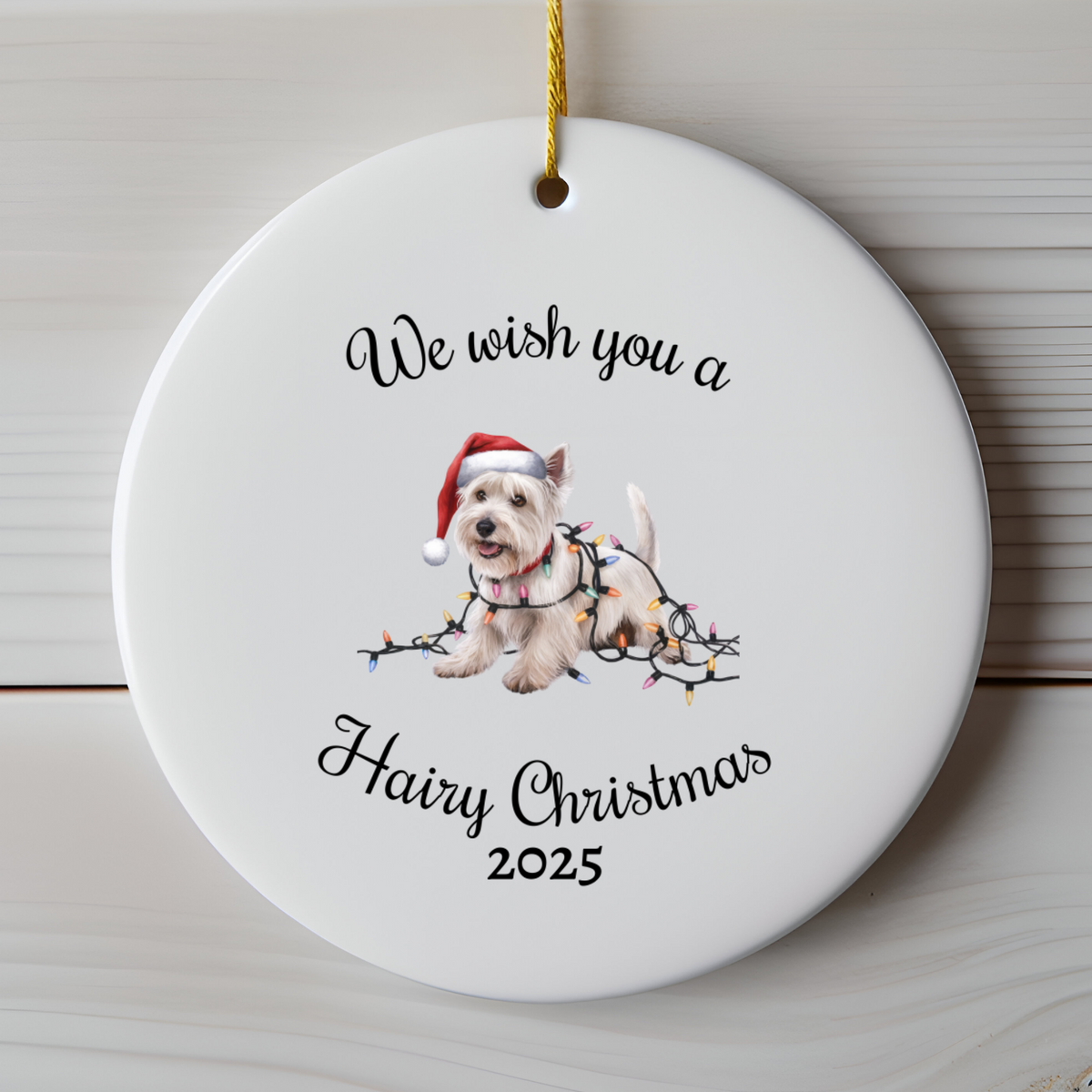 Christmas West Highland Terrier Ornament, Christmas Lights Dog Keepsake