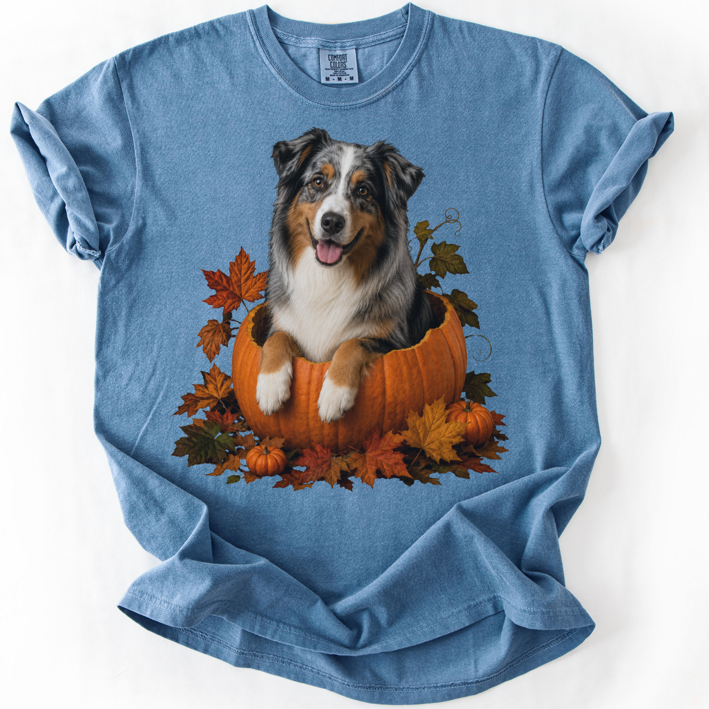 Australian Shepherd Pumpkin Shirt Fall Dog Lover Autumn Comfort Colors Graphic Tee Gift Apparel