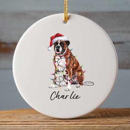 Personalized Boxer Christmas Ornament, Ceramic Dog Lover Gift, Custom Decor