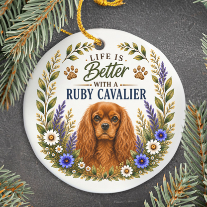 Ruby Cavalier Ornament, Cavalier King Charles Spaniel Gift, Dog Mom Keepsake, Ruby Cavalier Gift