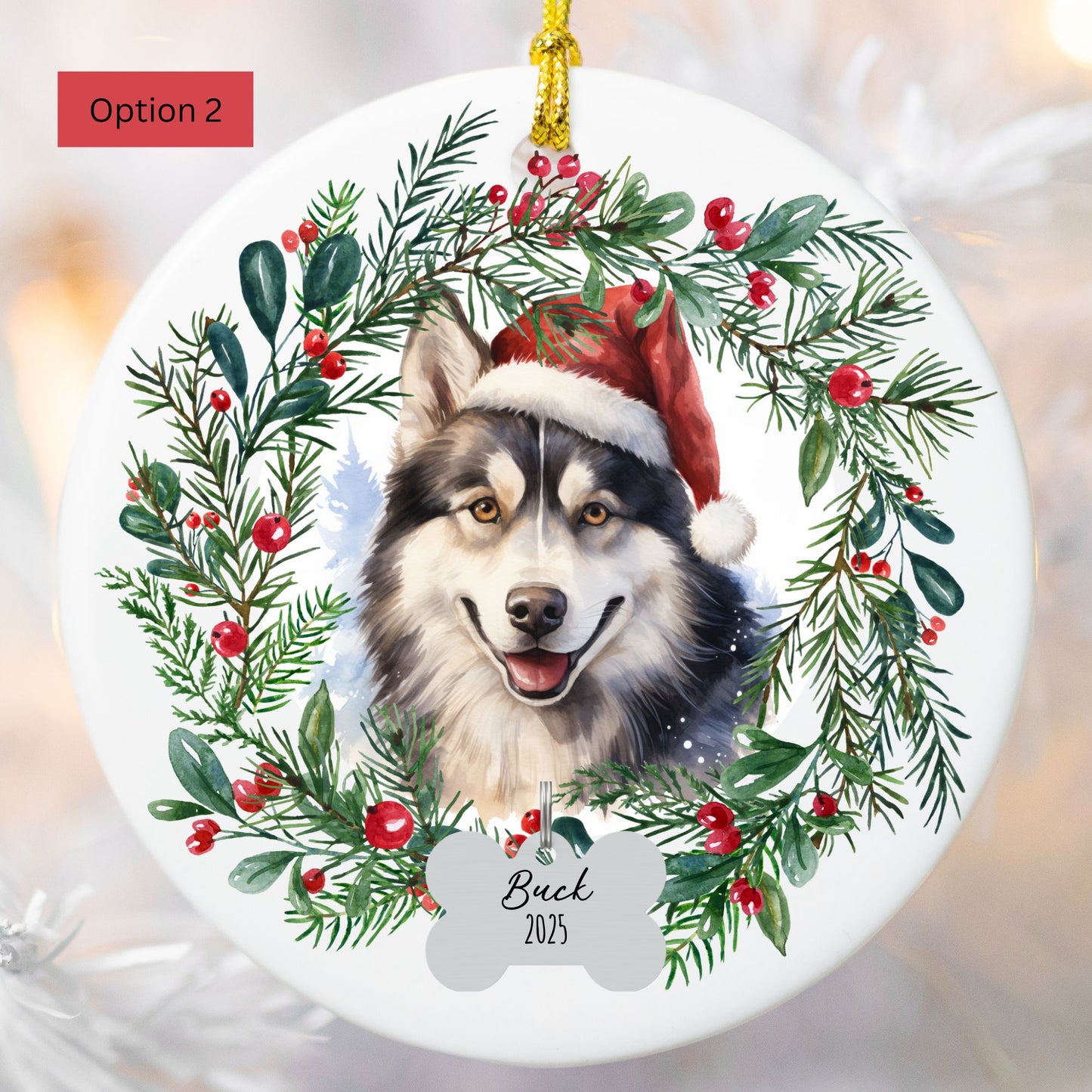 Personalized Siberian Husky Christmas Ornament