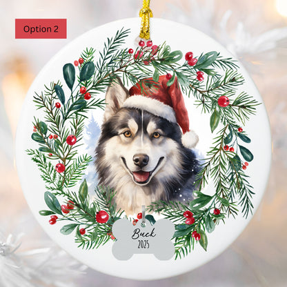 Personalized Siberian Husky Christmas Ornament