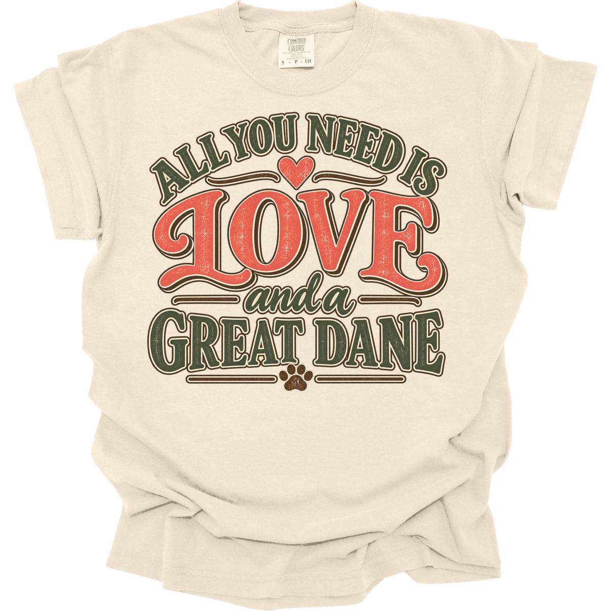 Great Dane Shirt, Great Dane Mom Gift, All You Need Is Love Dog Tee