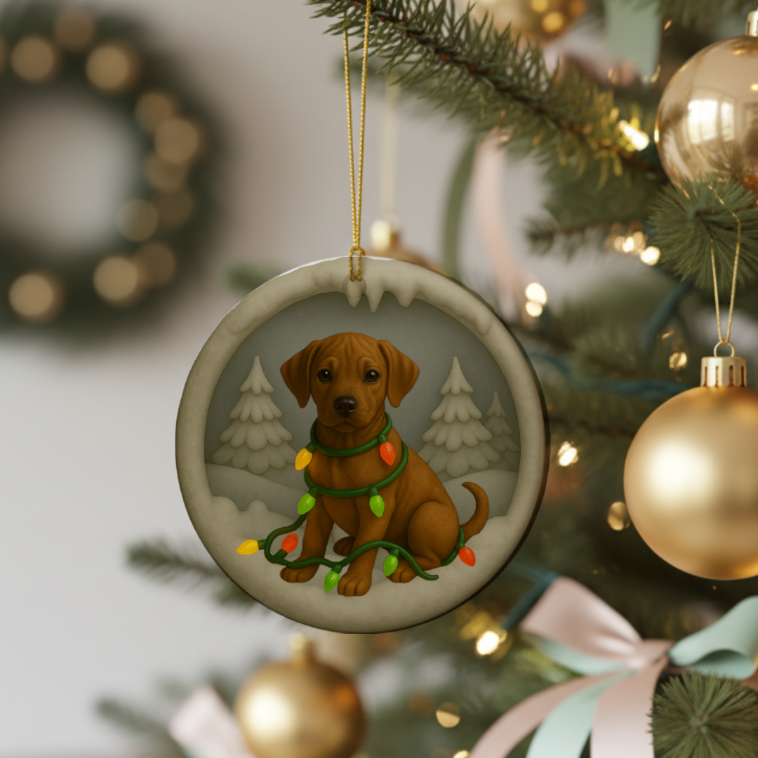 Personalized Rhodesian Ridgeback Christmas 3D Clay-Style Dog Keepsake