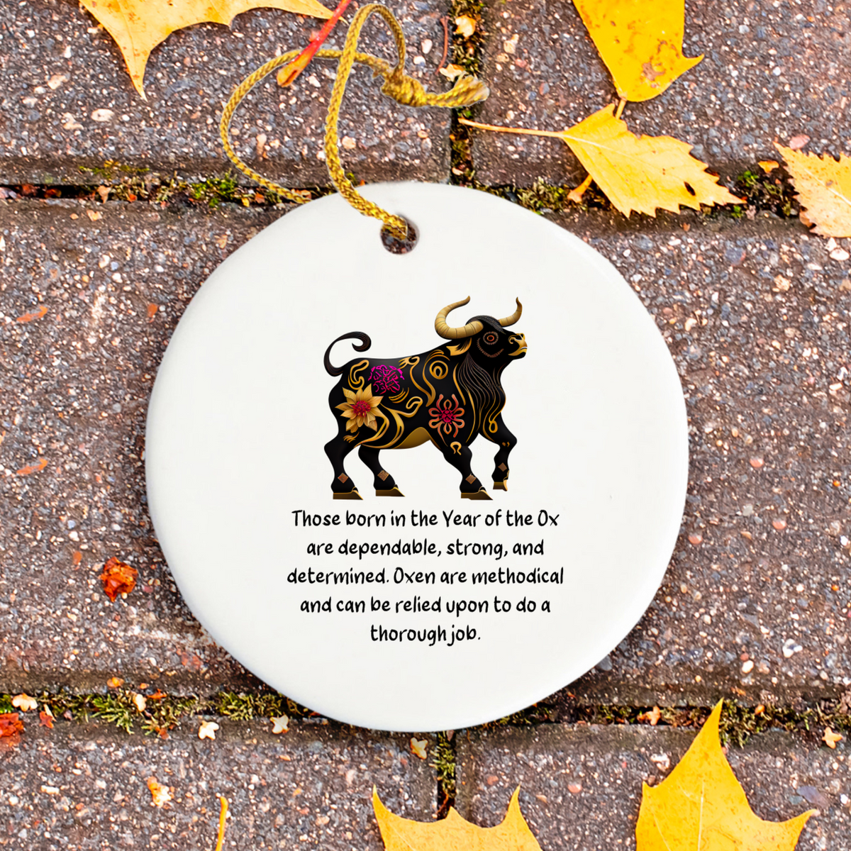 Chinese Zodiac Ox Ornament, Year of the Ox Horoscope Gift for Lunar New Year