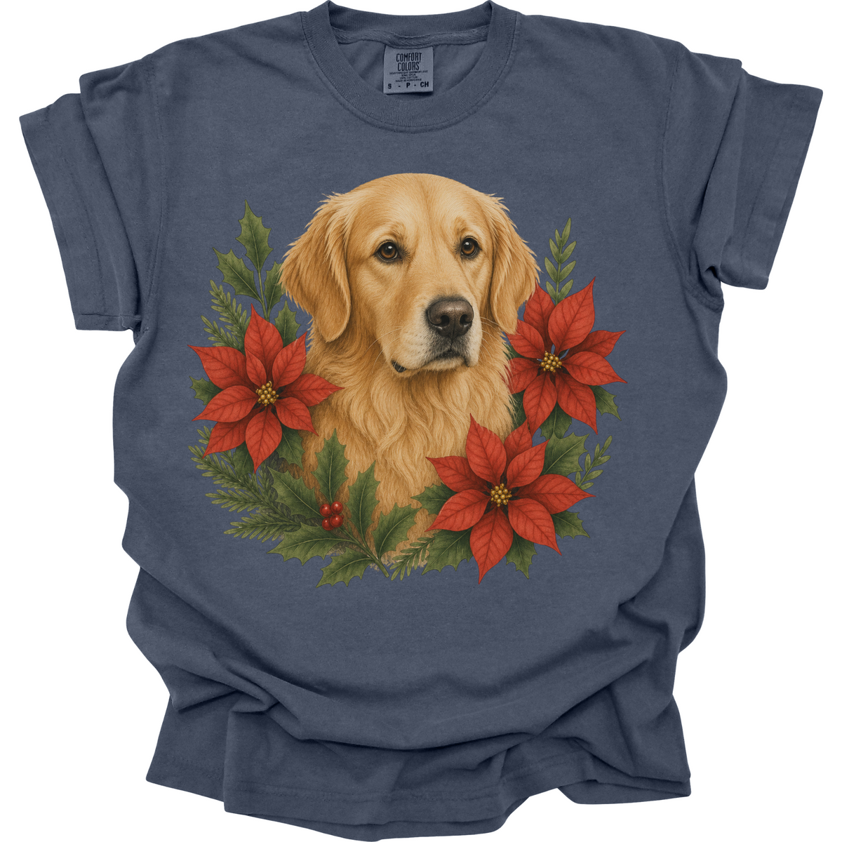 Golden Retriever Christmas Shirt, Poinsettia Dog Mom Holiday Tee