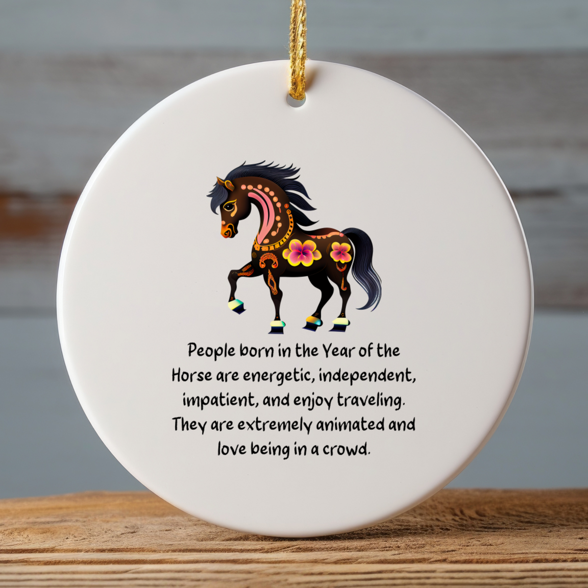 Chinese Zodiac Horse Ornament, Year of the Horse Horoscope Gift for Lunar New Year