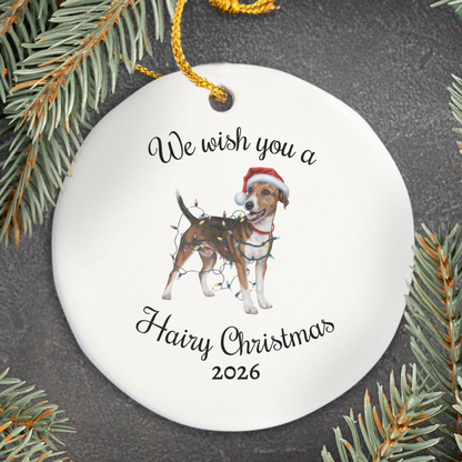 Christmas Smooth Fox Terrier Ornament, Christmas Lights Dog Keepsake
