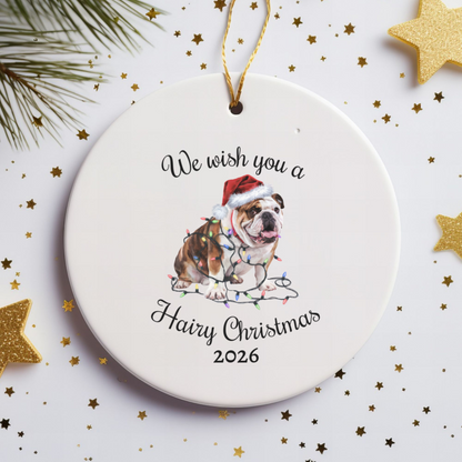 Christmas Bulldog Ornament, Bulldog Mom, Christmas Lights Dog Keepsake, Christmas Dog, Gift For Dog Lover, Bulldog