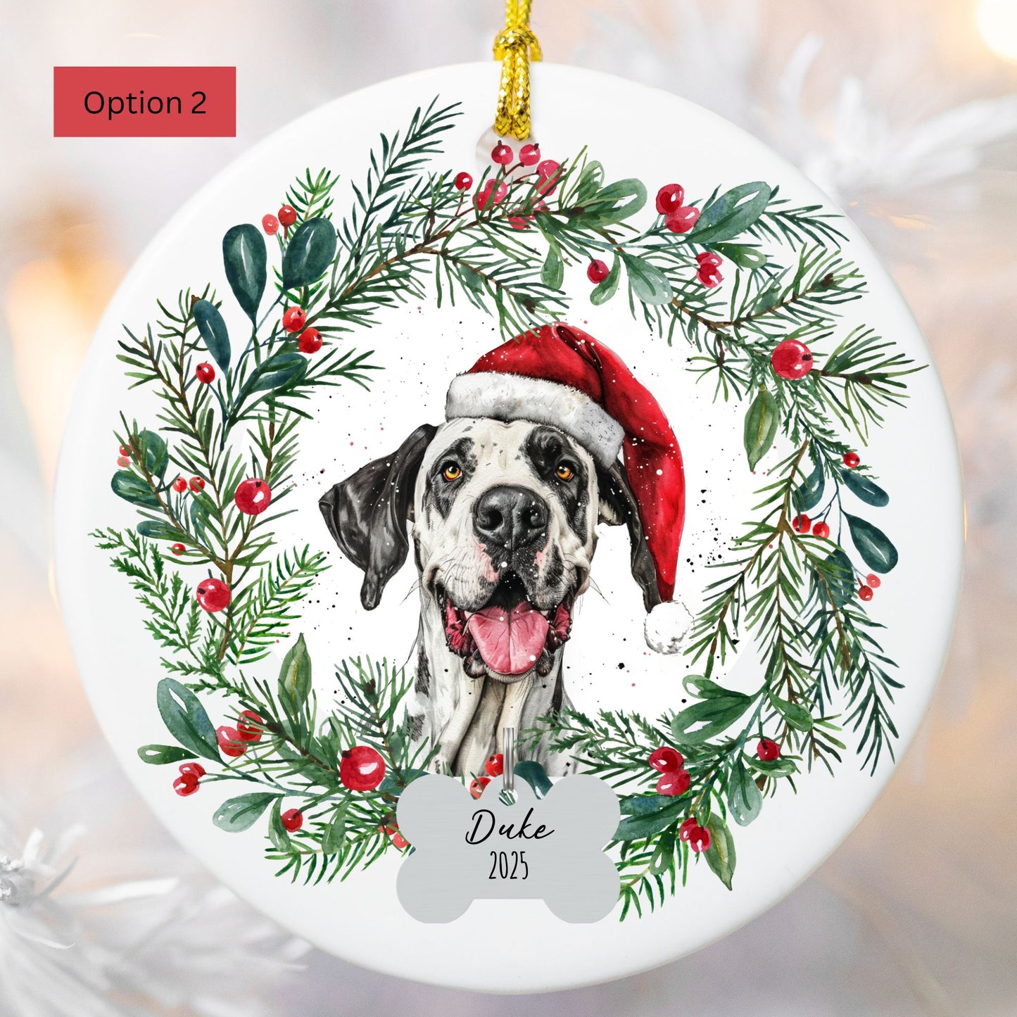 Personalized Great Dane Christmas Ornament