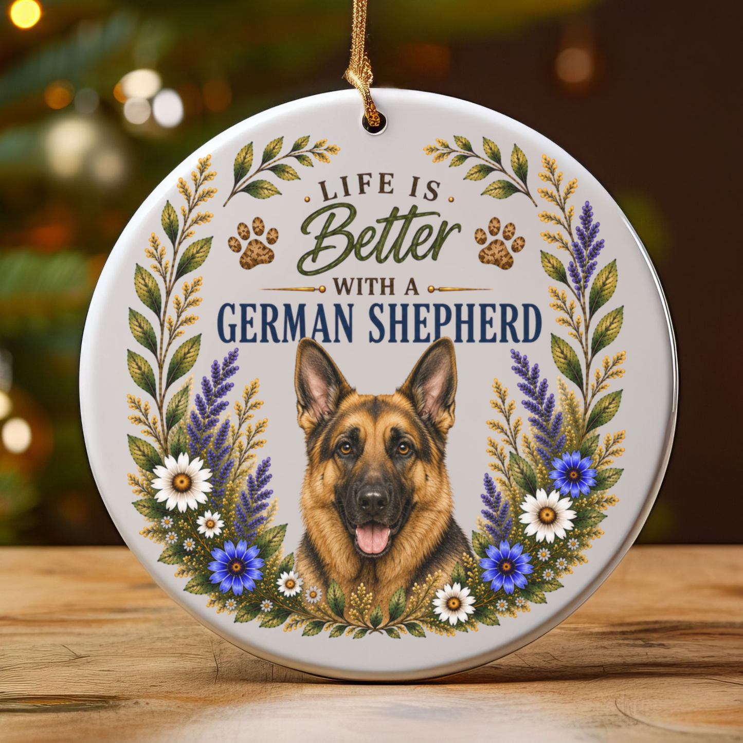 German Shepherd Ornament - Life Is Better