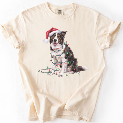 Christmas Border Collie Shirt, Christmas Lights Dog Tee, Christmas Dog Tee, Border Collie Mom Tshirt, Gift for Dog Lover, Border Collie