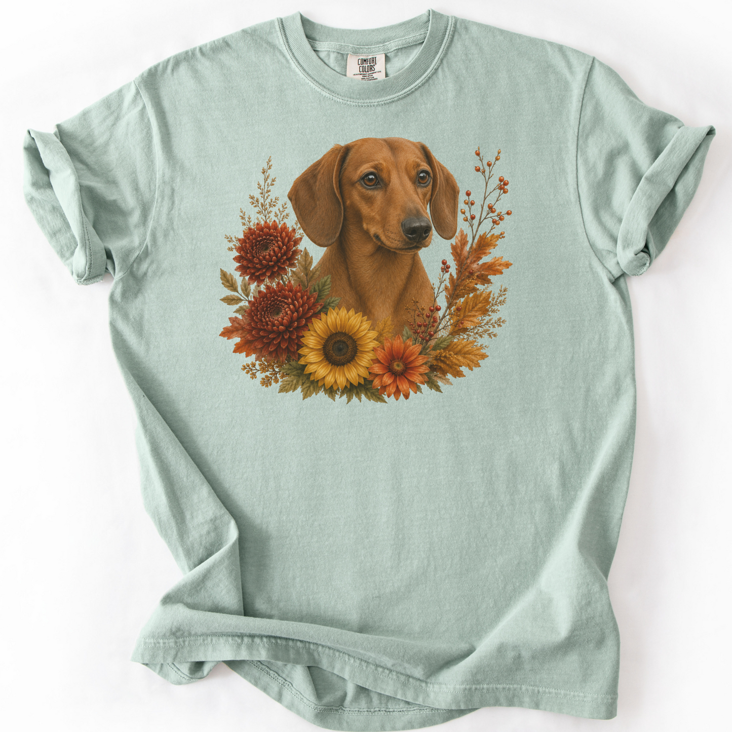 Red Dachshund Autumn Floral Shirt