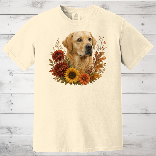 Yellow Labrador Autumn Floral Shirt