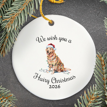 Christmas Golden Retriever Ornament, Christmas Lights Dog Keepsake