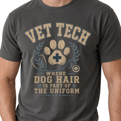 Vet Tech Shirt Dog Hair Uniform Tee Veterinary Technician Gift Vintage Vet Tech Tshirt