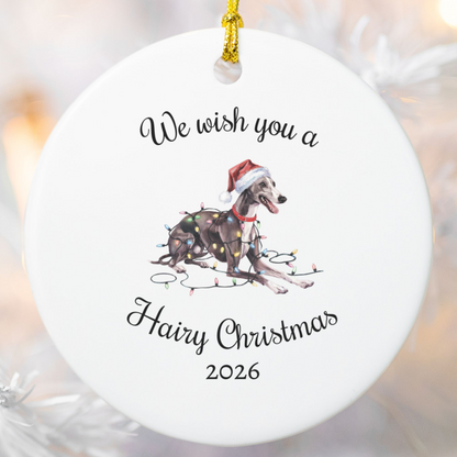 Christmas Greyhound Ornament, Christmas Lights Dog Keepsake