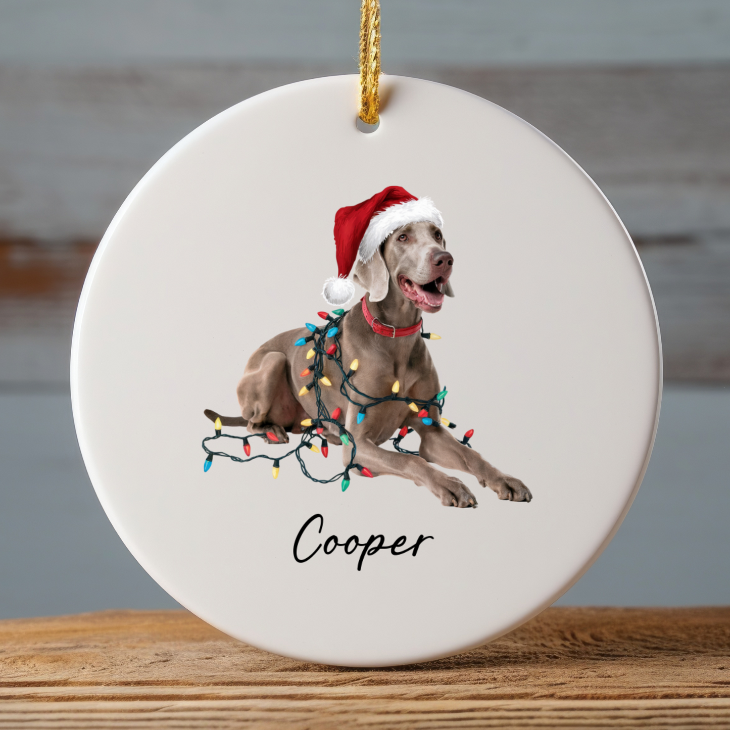 Weimaraner Ornament, Personalized Christmas Dog Gift