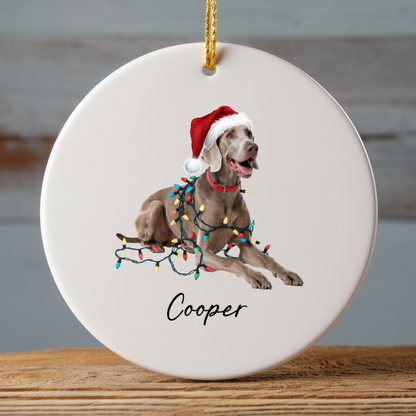 Weimaraner Ornament, Personalized Christmas Dog Gift