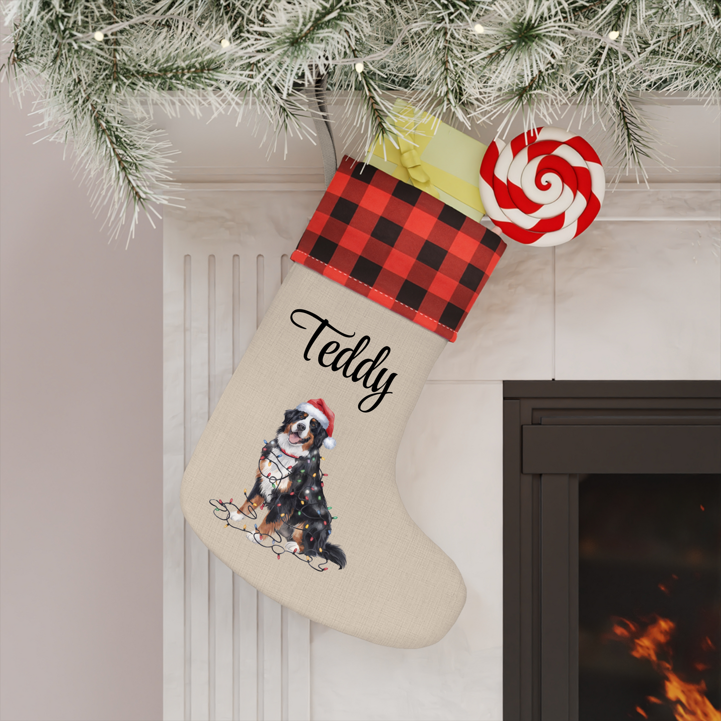 Personalized Bernese Mountain Dog Christmas Stocking