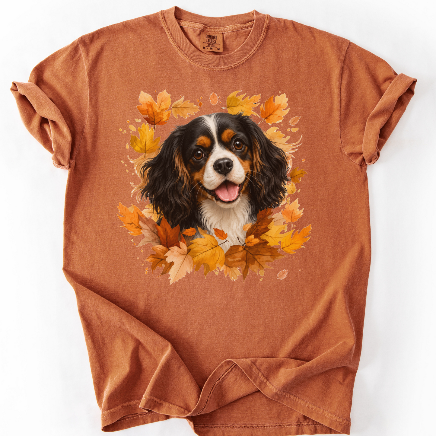 Tricolor Cavalier Fall Shirt, Autumn Dog Mom Comfort Colors Tee
