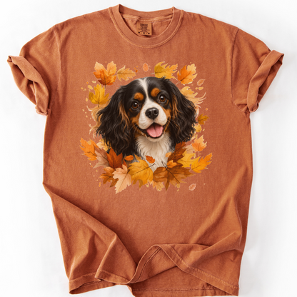 Tricolor Cavalier Fall Shirt, Autumn Dog Mom Comfort Colors Tee