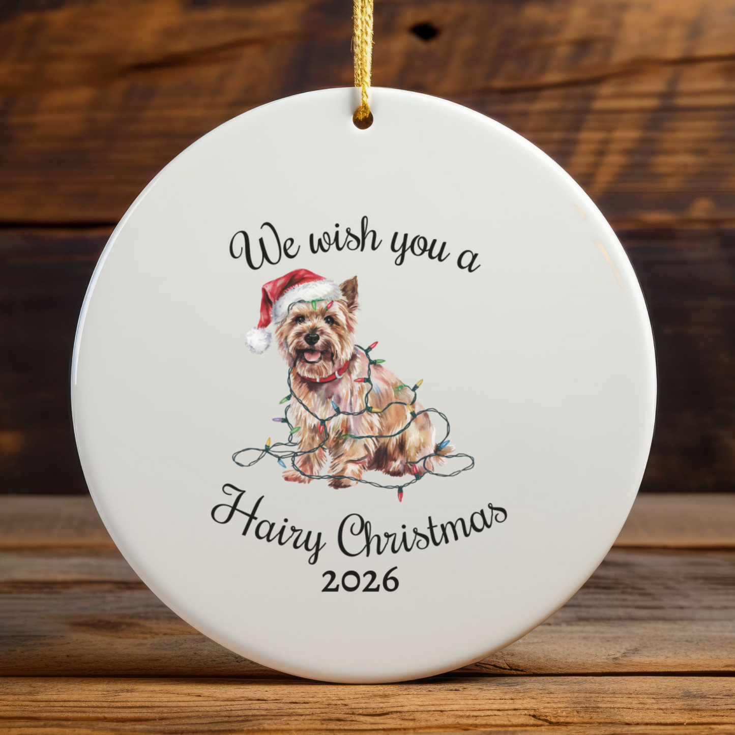 Christmas Cairn Terrier Ornament, Cairn Terrier Mom, Christmas Lights Dog Keepsake, Christmas Dog, Gift For Dog Lover, Cairn Terrier
