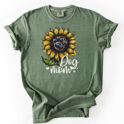 Dog Mom Sunflower Shirt, Paw Print Flower Tee, Cute Dog Lover Gift for Women