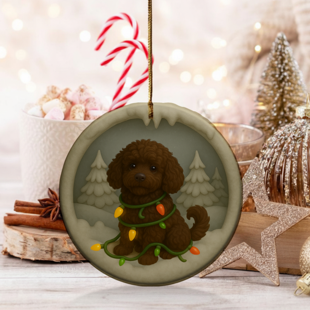 Personalized Portuguese Water Dog Christmas 3D Clay-Style Dog Keepsake